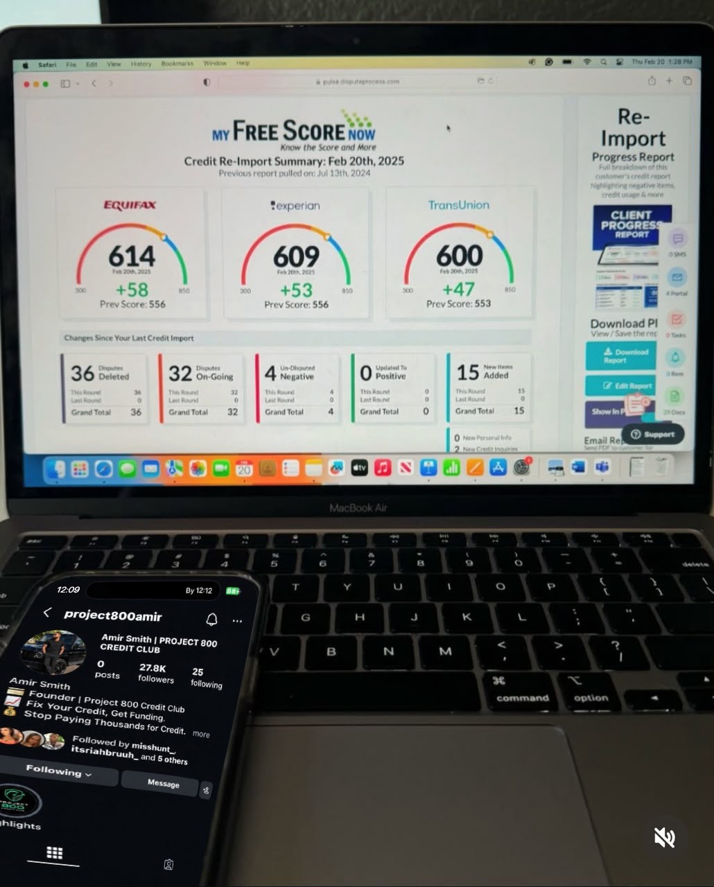 3-bureau credit report showing scores of 614, 609 and 600 after disputes
